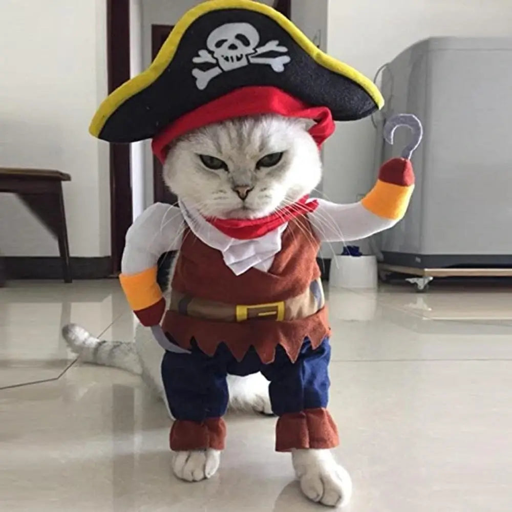 Funny Pirate Cat Costume for Cats and Kittens Halloween Pet Outfit