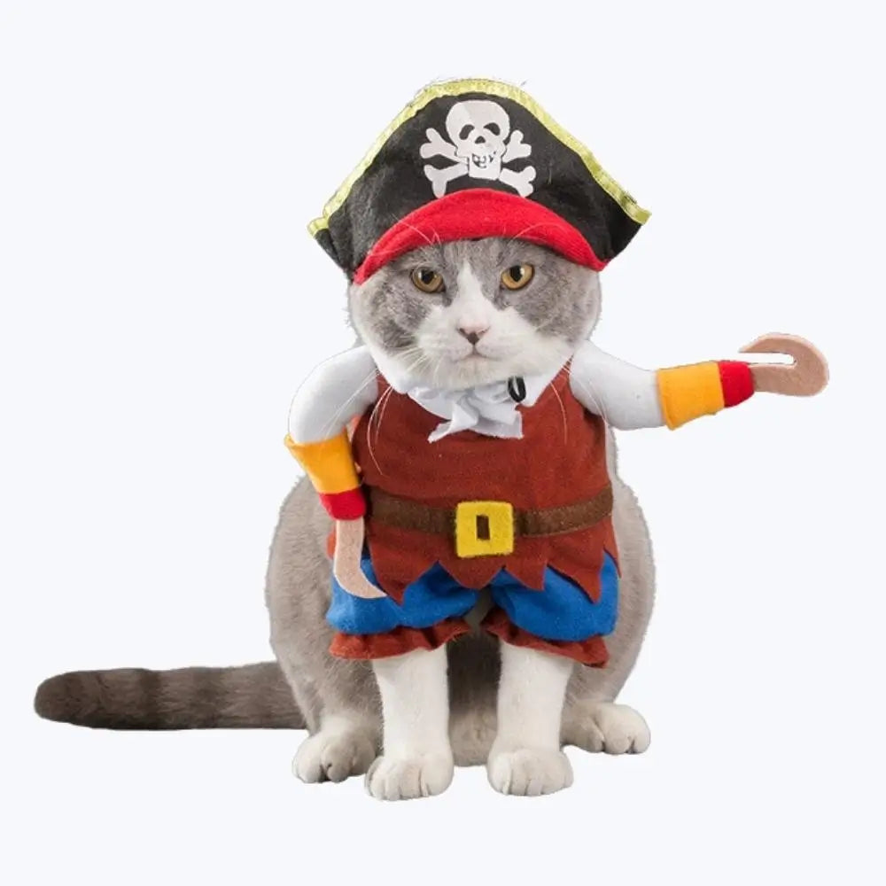Funny Pirate Cat Costume for Cats and Kittens Halloween Pet Outfit