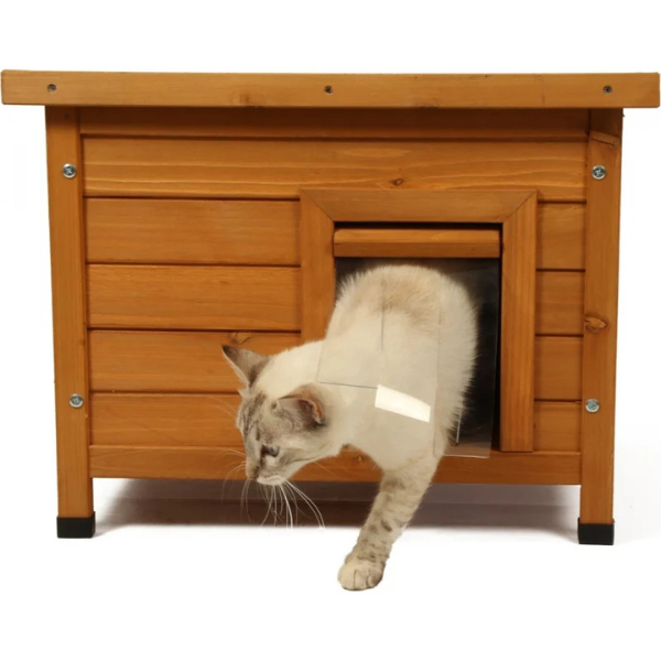 Wooden Cat House Cozy Pet Shelter for Indoor Outdoor Use