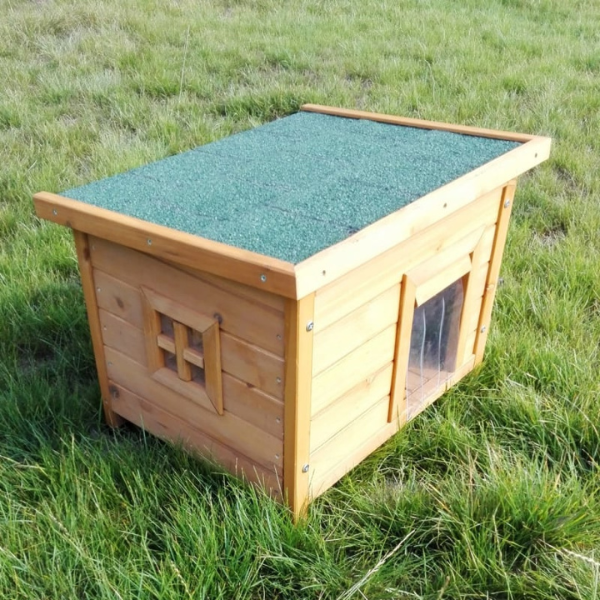 Wooden Cat House Cozy Pet Shelter for Indoor Outdoor Use