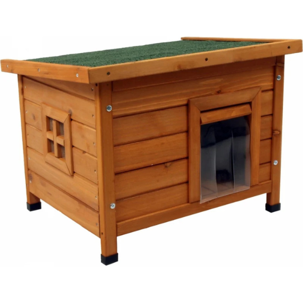 Wooden Cat House Cozy Pet Shelter for Indoor Outdoor Use
