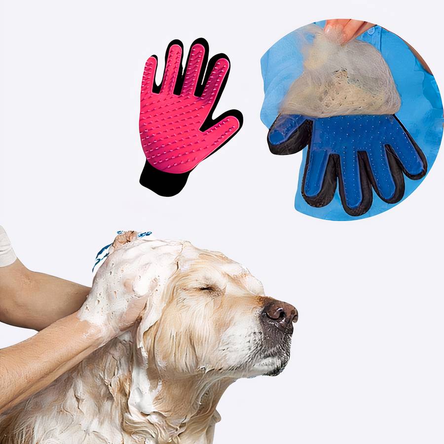 Dog Grooming and Massaging Glove for Pet Hair Removal and Bathing
