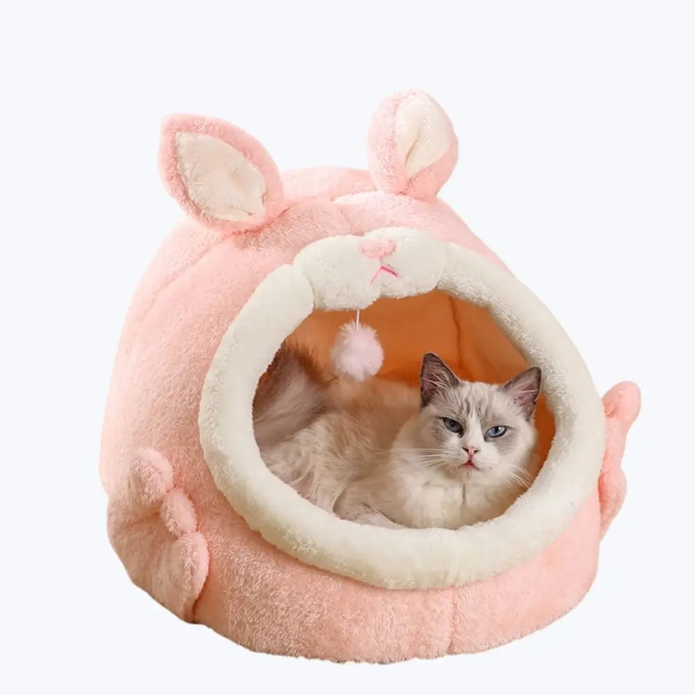 Rabbit Shaped Cat Bed Cozy Pet Sleeping Nest Small Animal Furniture