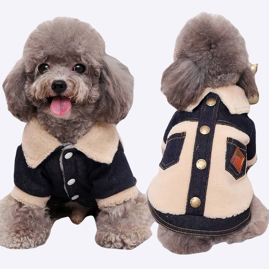Winter Denim Dog Coat Warm Jacket for Small Medium Large Dogs