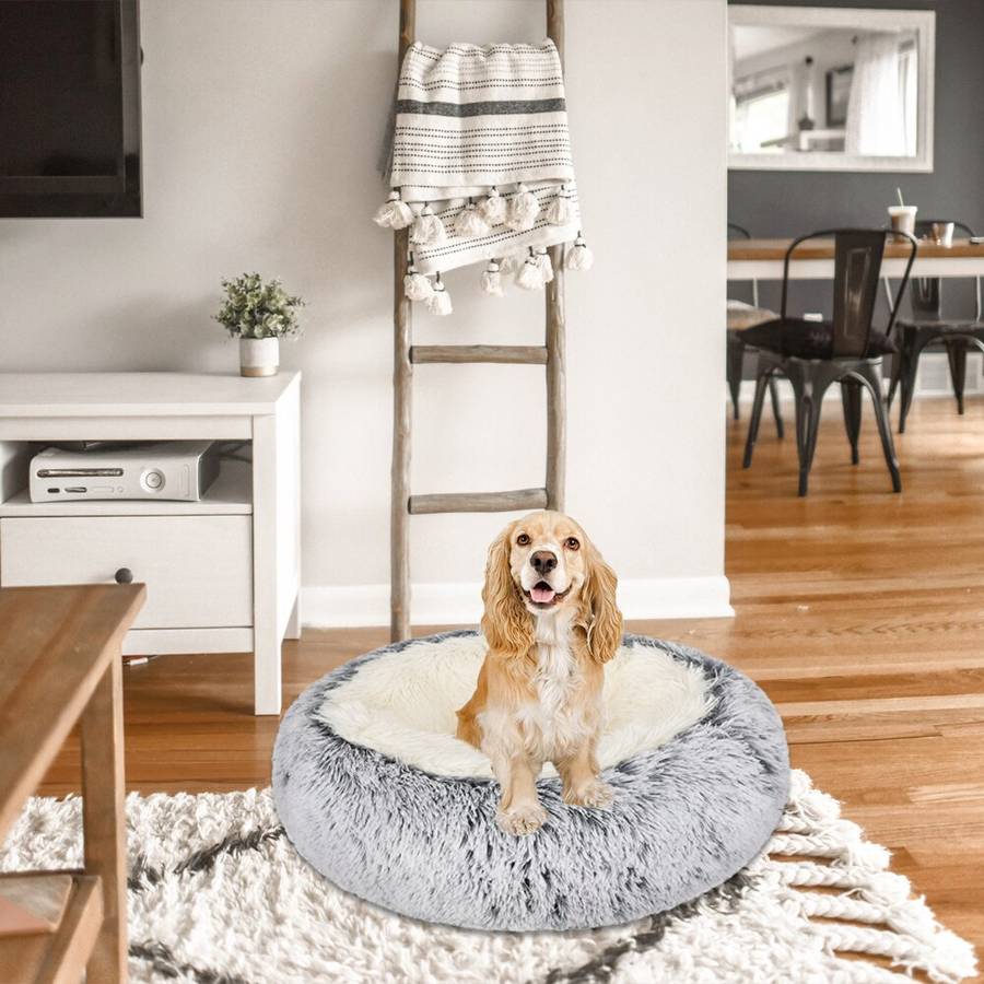 XXL Gray Cotton and Plush Dog Bed Basket Extra Large Pet Bed Basket for Dogs