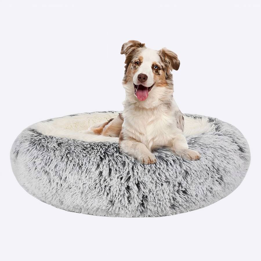 XXL Gray Cotton and Plush Dog Bed Basket Extra Large Pet Bed Basket for Dogs