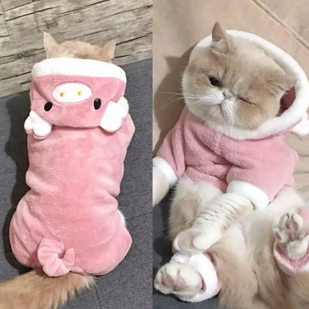 Cat Costume with Cow Hoodie Animal Onesie Pajamas