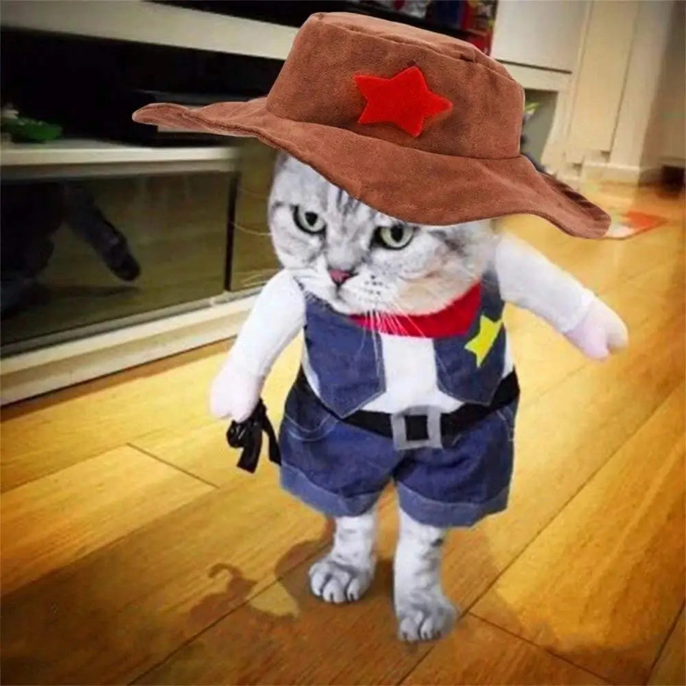 Cat Cowboy Costume Pet Outfit Western Dress Up for Cats and Small Dogs