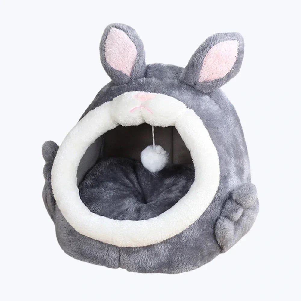 Rabbit Shaped Cat Bed Cozy Pet Sleeping Nest Small Animal Furniture