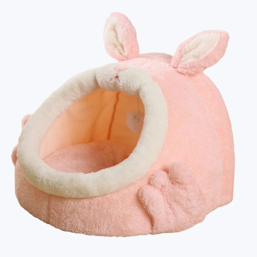 Rabbit Shaped Cat Bed Cozy Pet Sleeping Nest Small Animal Furniture