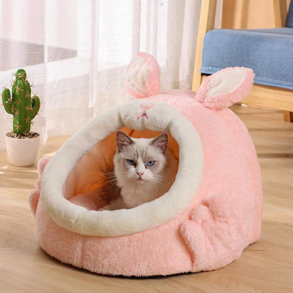 Rabbit Shaped Cat Bed Cozy Pet Sleeping Nest Small Animal Furniture