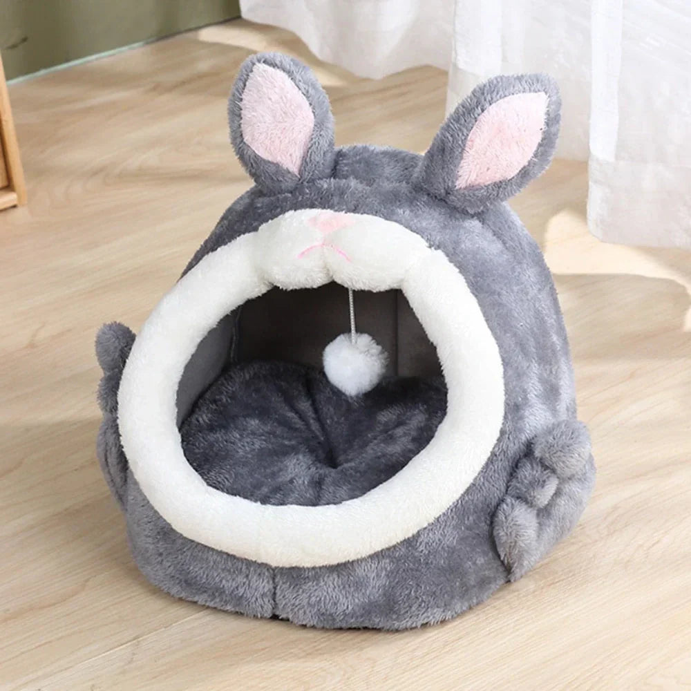Rabbit Shaped Cat Bed Cozy Pet Sleeping Nest Small Animal Furniture