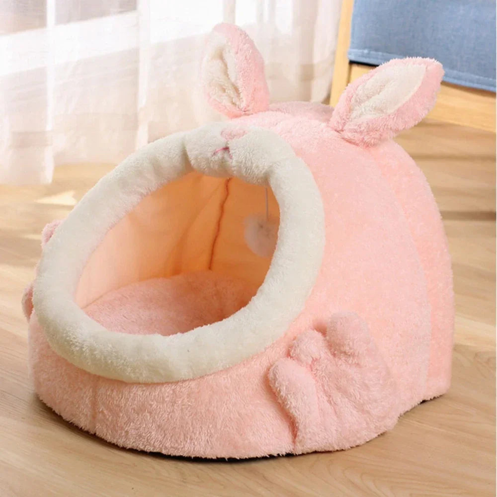 Rabbit Shaped Cat Bed Cozy Pet Sleeping Nest Small Animal Furniture