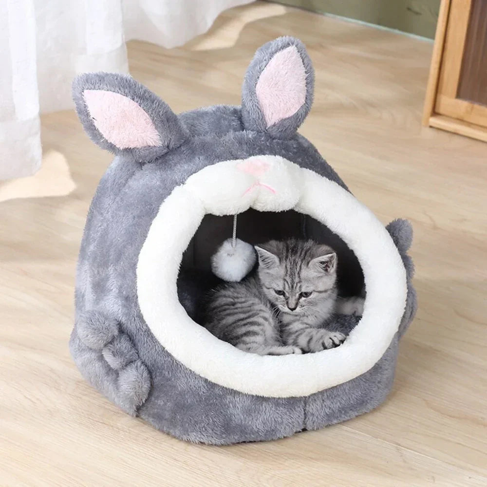 Rabbit Shaped Cat Bed Cozy Pet Sleeping Nest Small Animal Furniture
