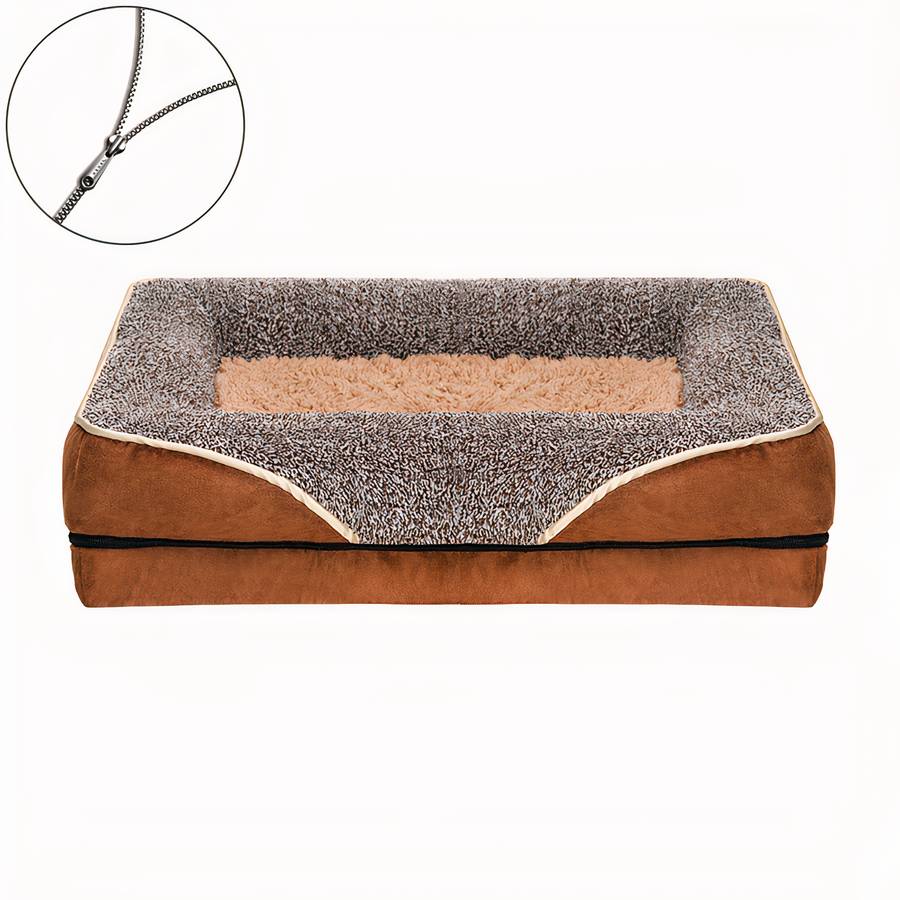 Elegant Brown and Beige Dog Sofa Comfortable Pet Couch