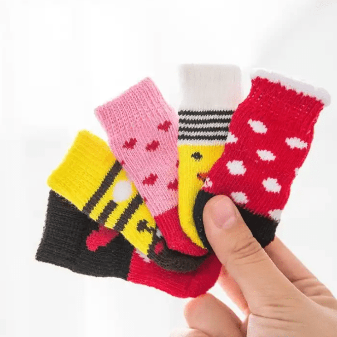 Dog Socks Non Slip Gray Tiger Print Pet Booties