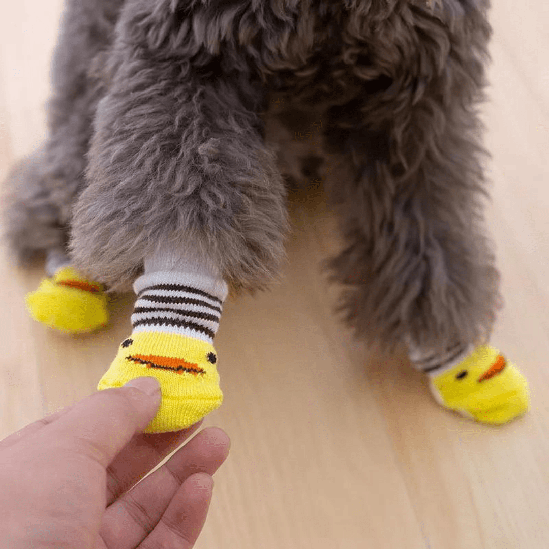 Dog Socks Yellow Striped Non Slip Pet Socks for Puppies and Small Dogs
