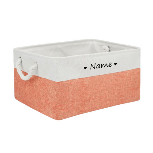 Custom Pet Storage Basket Personalized Pet Organizer Bin with Name Holder