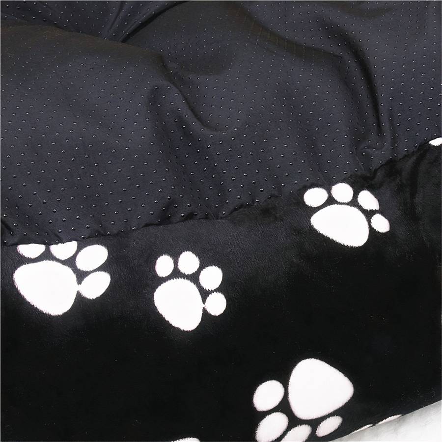 XXL Large Black Dog Bed with Paw Print for Extra Large Dogs