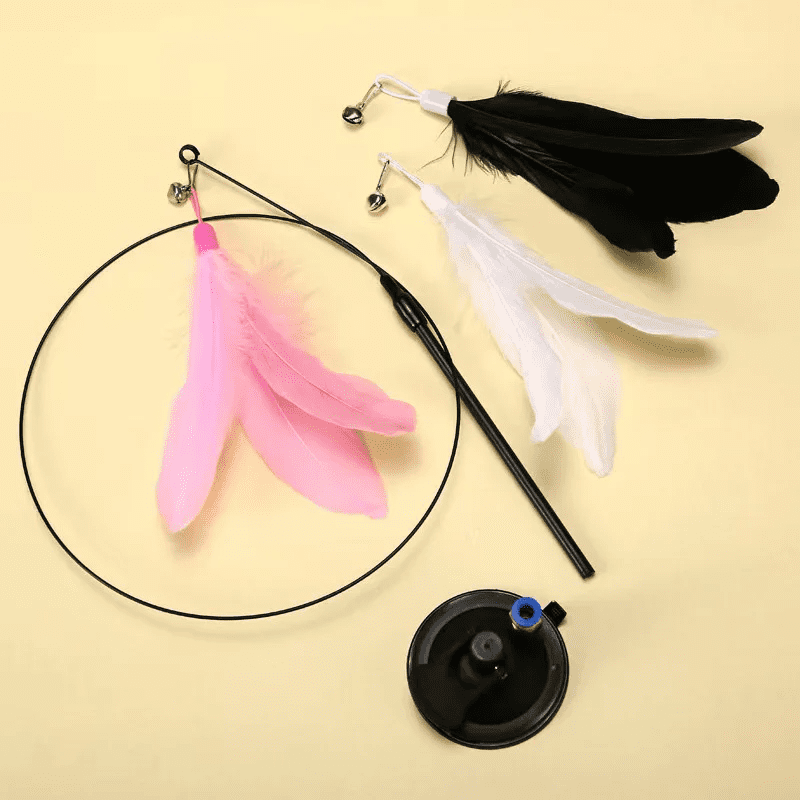 Cat Fishing Rod Toy with Suction Cup for Interactive Play