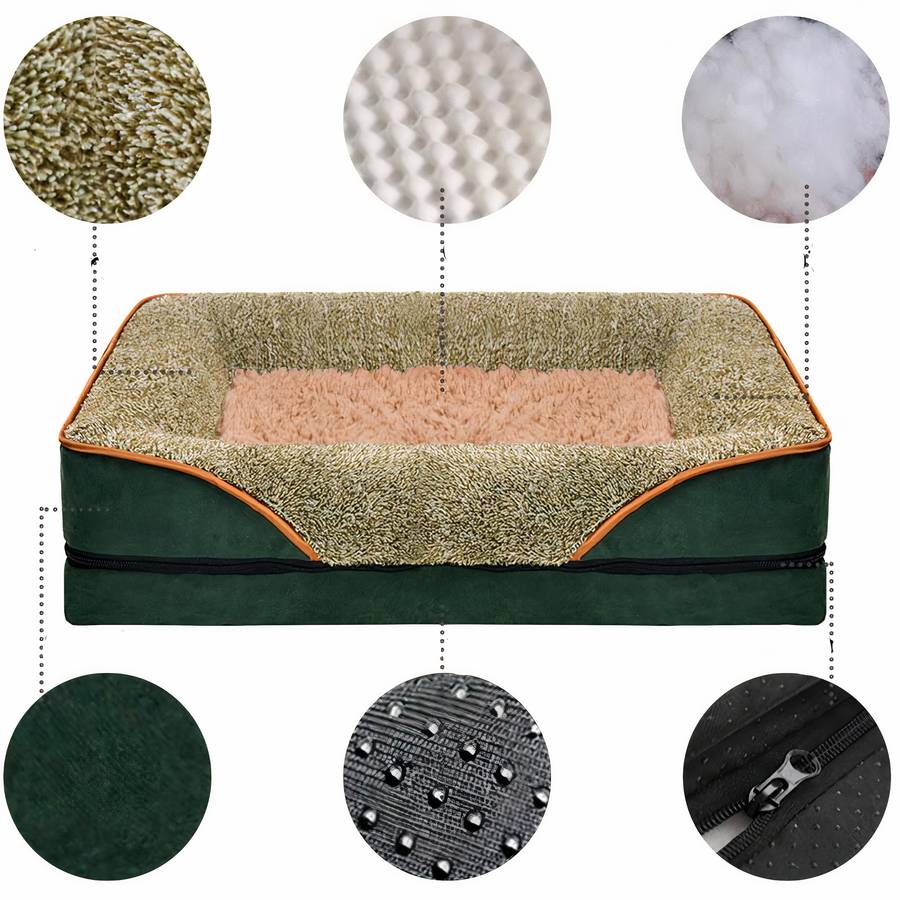 Elegant Green and Beige Dog Sofa Canine Couch Pet Bed