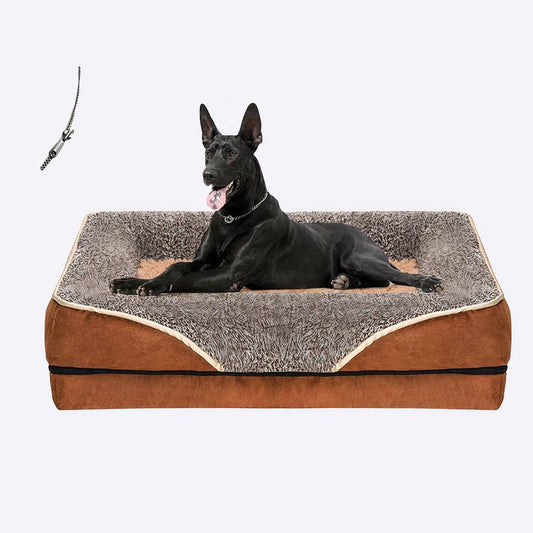 Elegant Brown and Beige Dog Sofa Comfortable Pet Couch