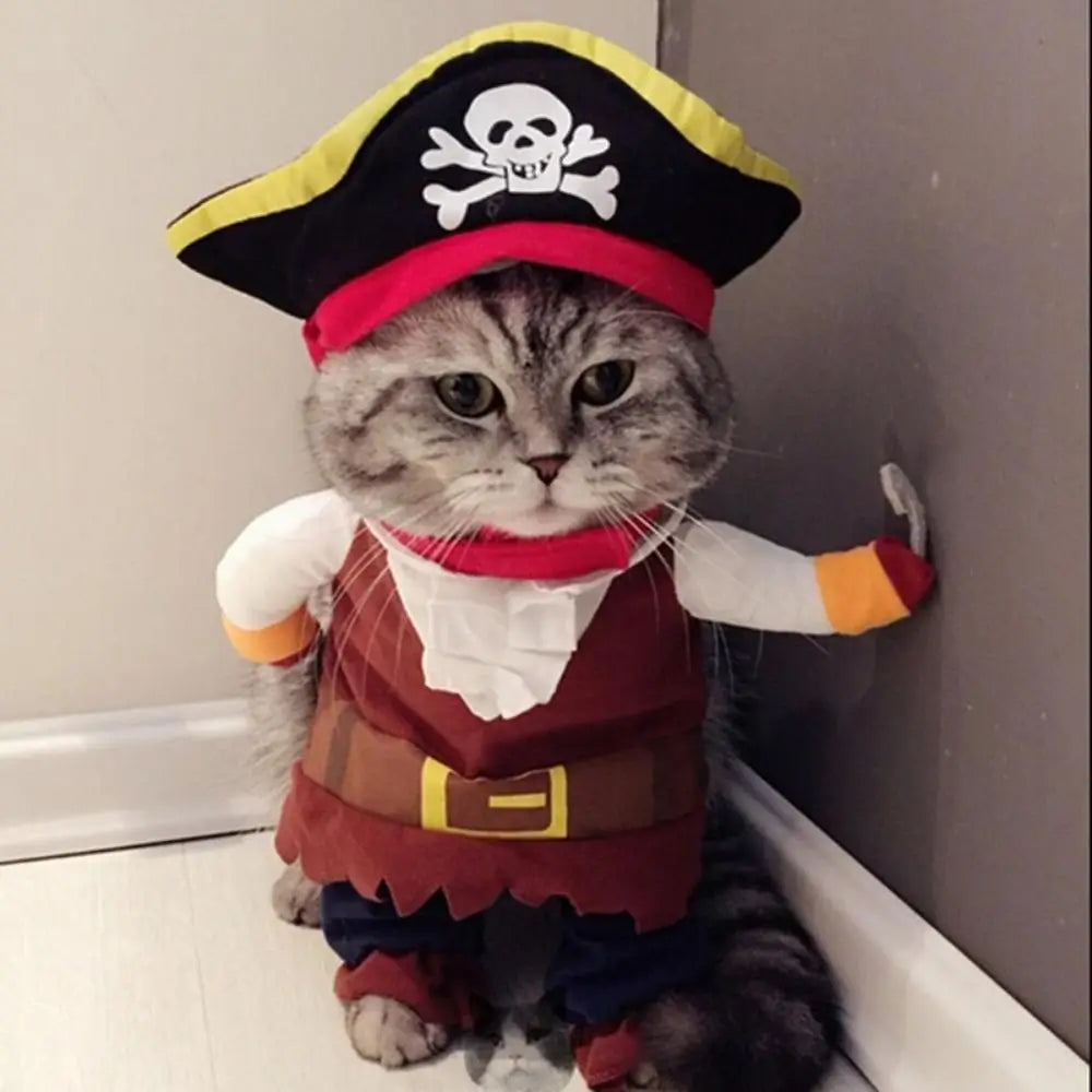 Funny Pirate Cat Costume for Cats and Kittens Halloween Pet Outfit