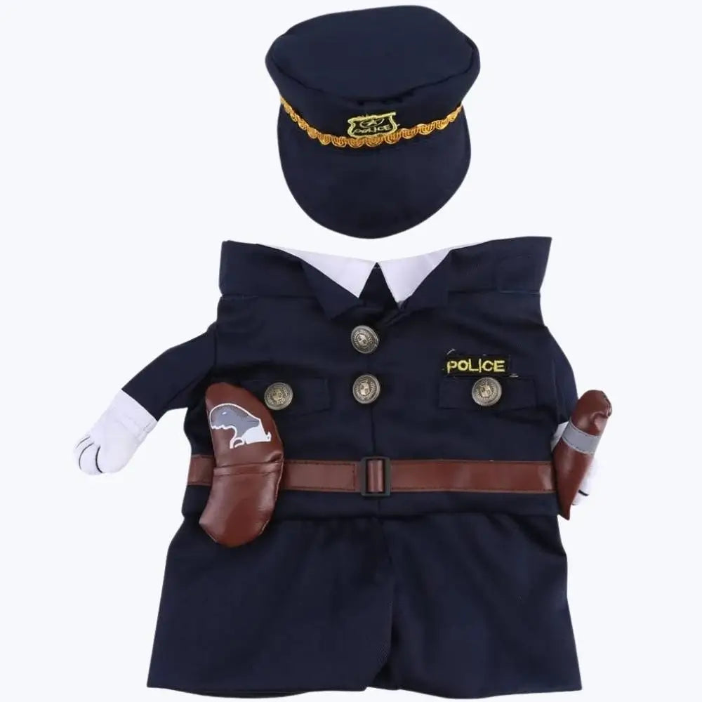 Police Officer Costume for Cat Pet Dress Up Uniform Halloween Apparel