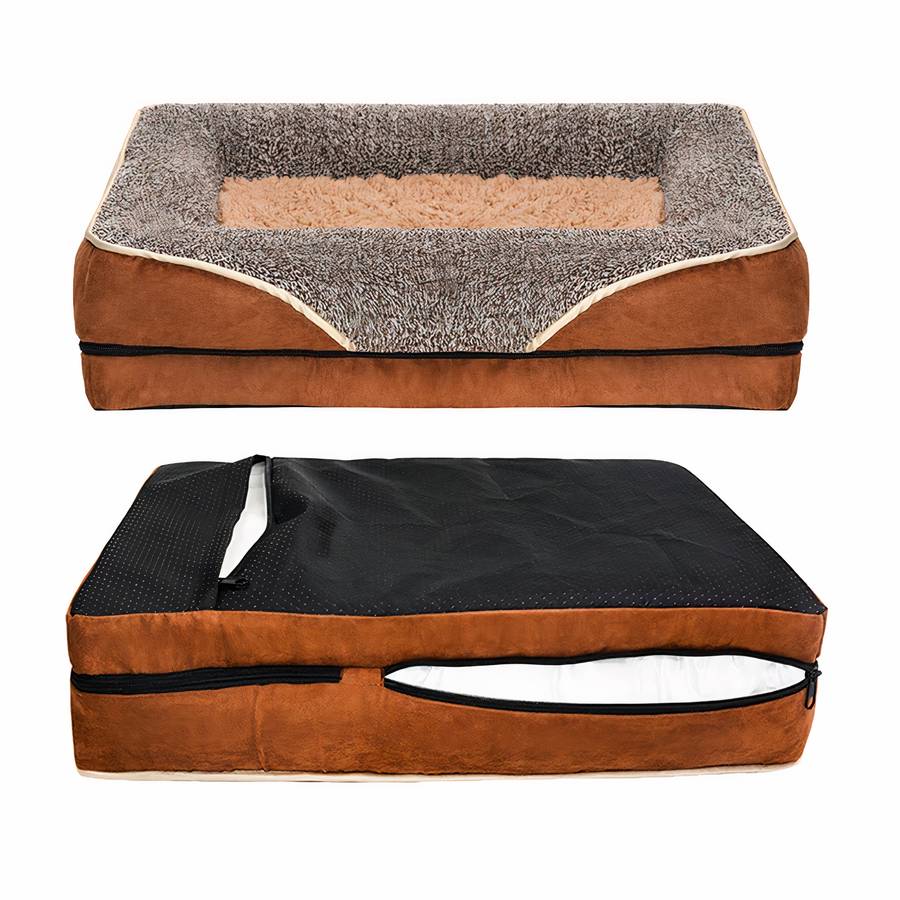 Elegant Brown and Beige Dog Sofa Comfortable Pet Couch