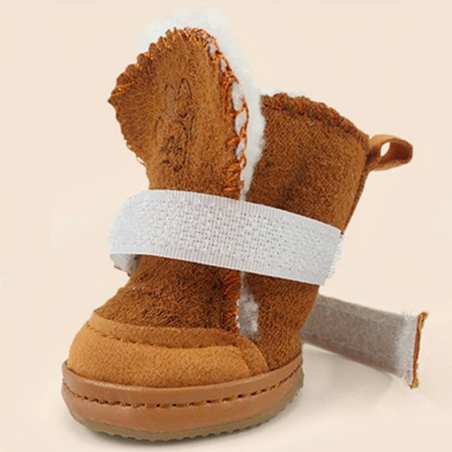 Suede Snow Boots for Small Dogs Waterproof Winter Paw Protection