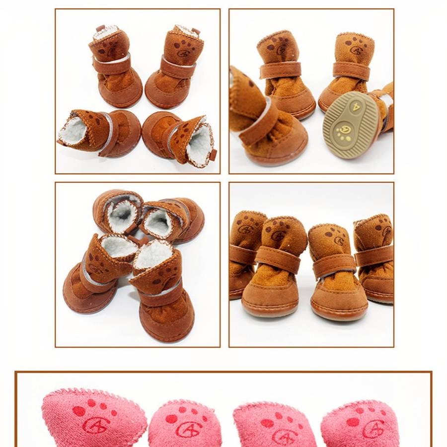 Suede Snow Boots for Small Dogs Waterproof Winter Paw Protection