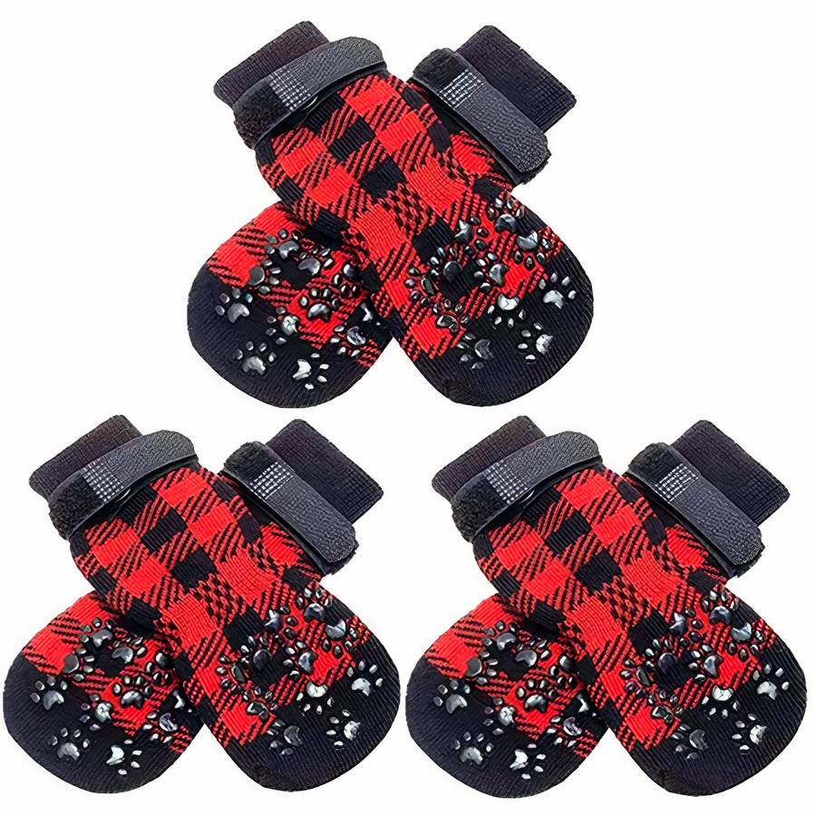 Non Slip Plaid Dog Slippers for Indoor Pets