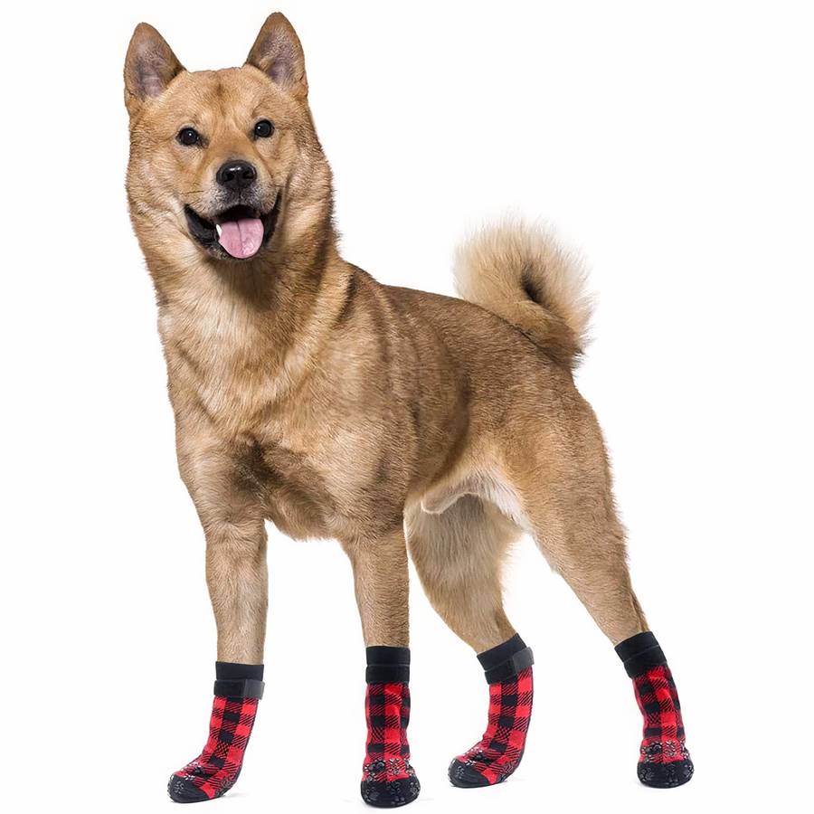 Non Slip Plaid Dog Slippers for Indoor Pets