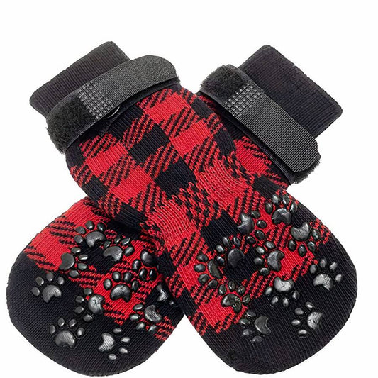 Non Slip Plaid Dog Slippers for Indoor Pets