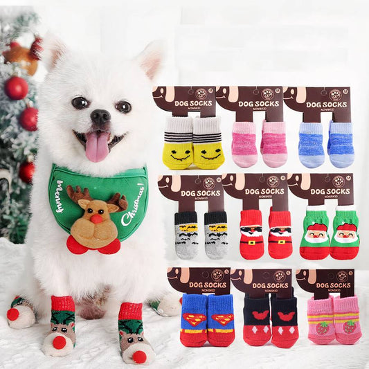 Multicolor Cotton Dog Booties Comfortable Paw Protection Shoes