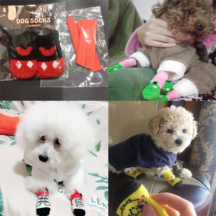 Multicolor Cotton Dog Booties Comfortable Paw Protection Shoes