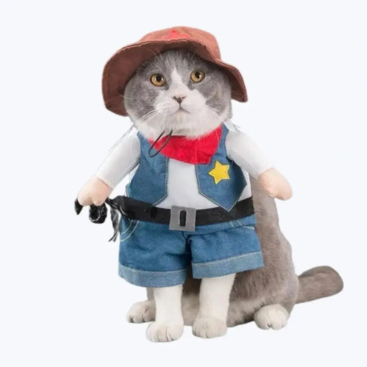 Cat Cowboy Costume Pet Outfit Western Dress Up for Cats and Small Dogs