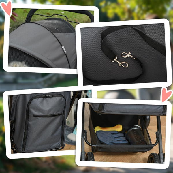 Dog Stroller with 4 Swivel Wheels Pet Carrier Cart for Small to Medium Dogs
