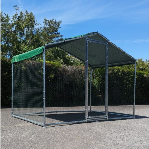 Chicken Coop Run - 6ft x 10ft Galvanized Steel Poultry Pen with 1.5in Wire Mesh