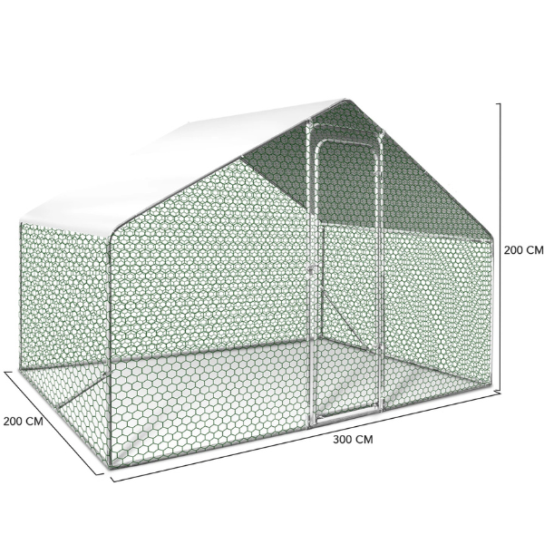 Chicken Coop Run 65 Sq Ft Wire Mesh Enclosure 3x2 ft Galvanized Steel Yard Pen
