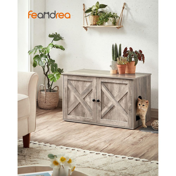 Cat Litter Box Furniture with Removable Divider Cat Toilet Home