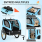 Folding Dog Bike Trailer with Oxford Canvas Pet Carrier Stroller with Flag 8 Reflectors Max Load 88 lbs
