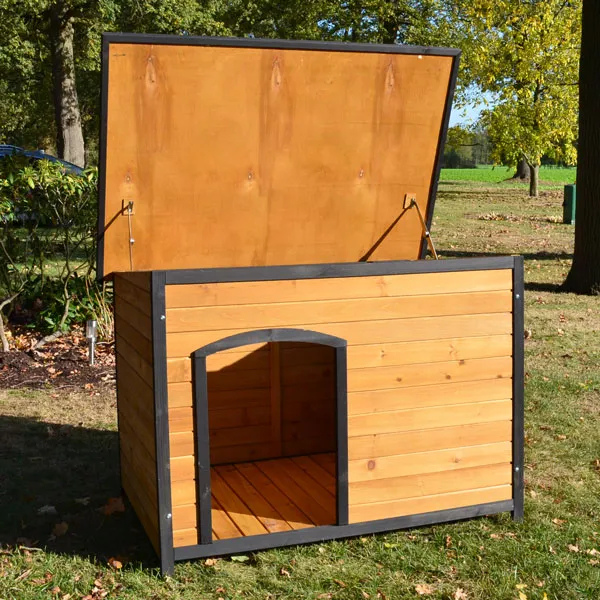Large Outdoor Pine Wood Dog House with Roof Vent 89 x 45.5 x 32 Inches