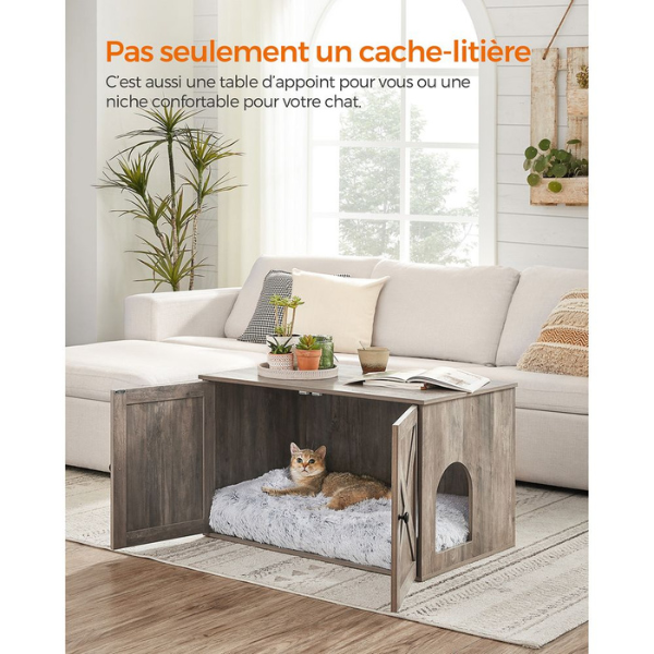 Cat Litter Box Furniture with Removable Divider Cat Toilet Home