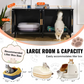 Wooden Litter Box Cabinet for 2 Cats Black Rattan Decor Cat Furniture Storage Unit