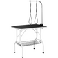Folding Dog Grooming Table Adjustable Arm 2 Straps Storage Basket Non-Slip Large Work Surface 220lb Capacity