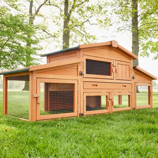 Outdoor Rabbit Hutch Cage 185x51x75cm Large Small Animal Enclosure