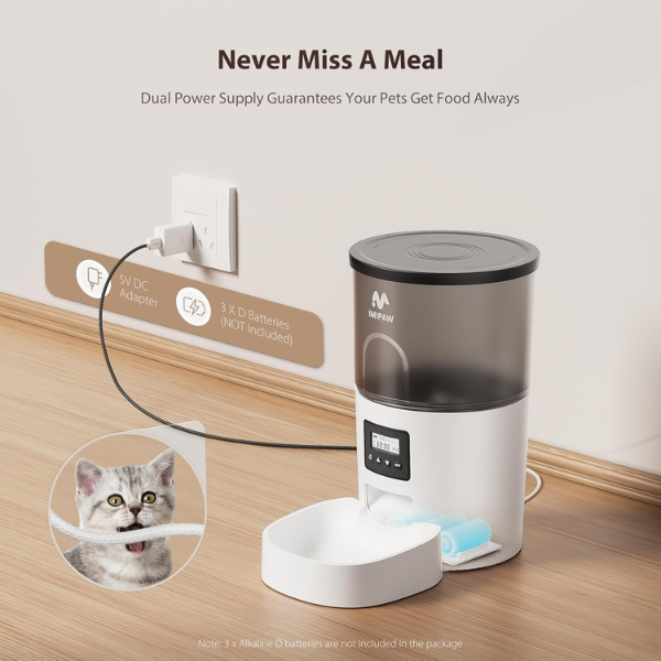 Programmable Automatic Cat Feeder Dry Food Dispenser Timer Portion Control