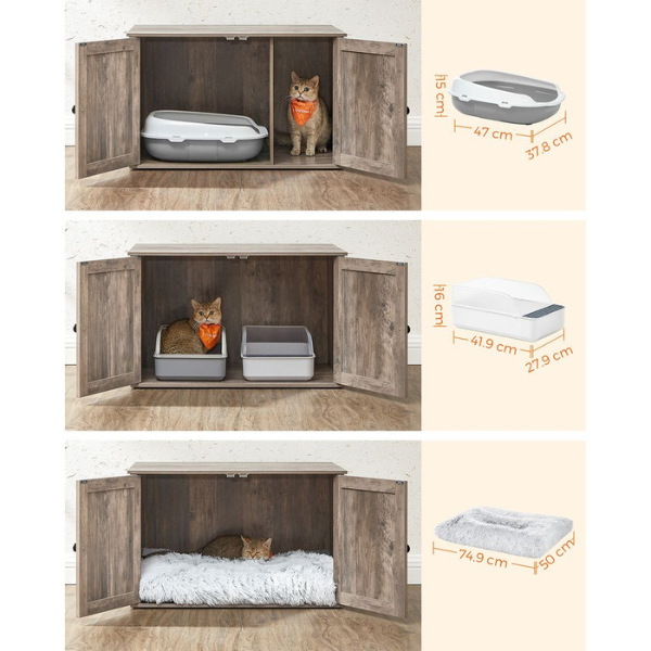 Cat Litter Box Furniture with Removable Divider Cat Toilet Home