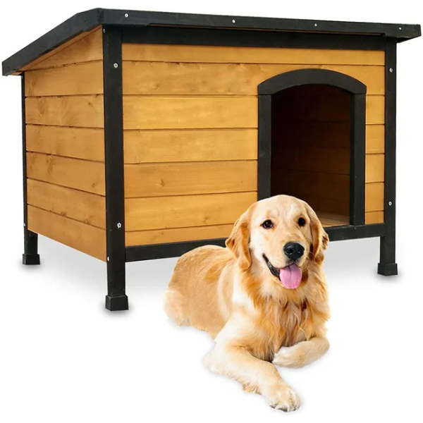 Large Outdoor Pine Wood Dog House with Roof Vent 89 x 45.5 x 32 Inches